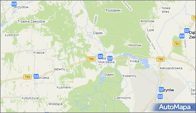 mapa Wola Mokrzeska, Wola Mokrzeska na mapie Targeo
