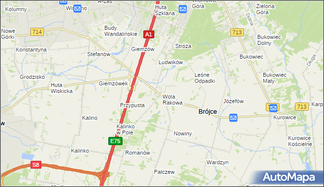 mapa Wola Rakowa, Wola Rakowa na mapie Targeo