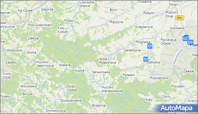 mapa Wola Rzeplińska, Wola Rzeplińska na mapie Targeo