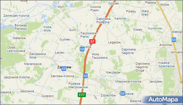 mapa Wola Taczowska, Wola Taczowska na mapie Targeo