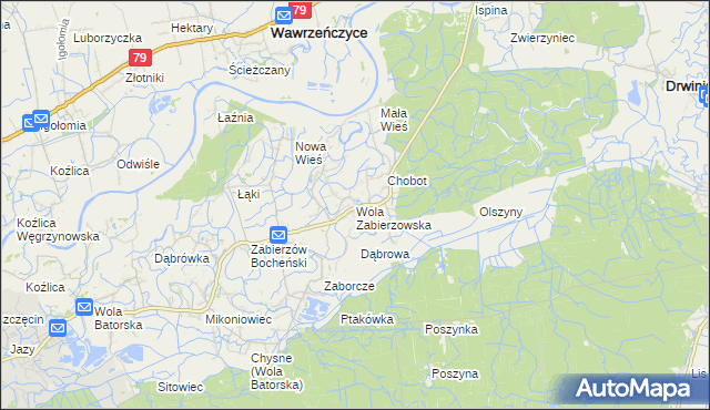 mapa Wola Zabierzowska, Wola Zabierzowska na mapie Targeo