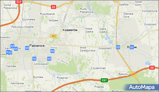 mapa Wola Zaradzyńska, Wola Zaradzyńska na mapie Targeo