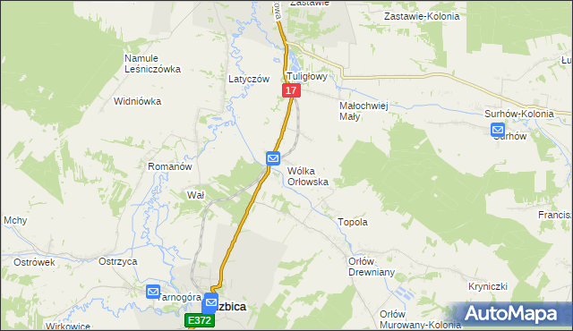 mapa Wólka Orłowska gmina Izbica, Wólka Orłowska gmina Izbica na mapie Targeo