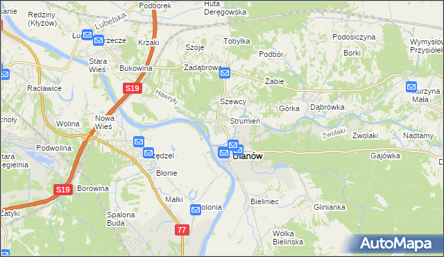 mapa Wólka Tanewska, Wólka Tanewska na mapie Targeo