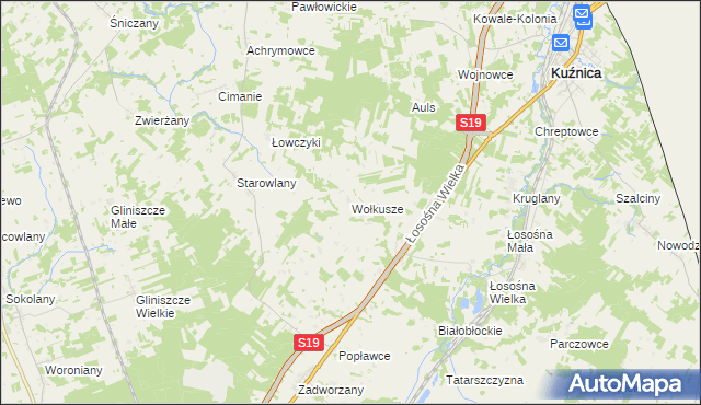 mapa Wołkusze, Wołkusze na mapie Targeo