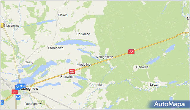 mapa Wołogoszcz, Wołogoszcz na mapie Targeo