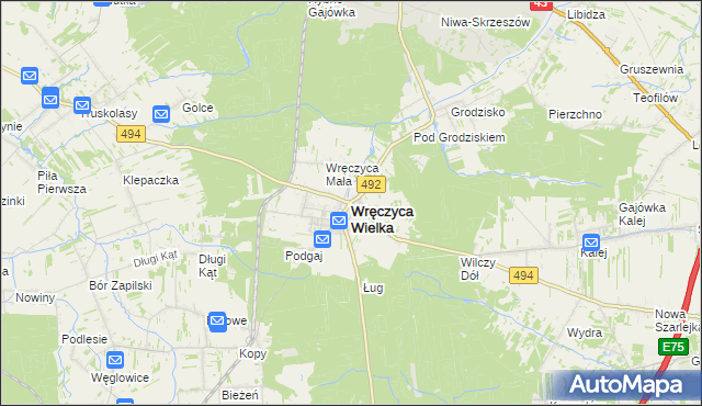 mapa Wręczyca Wielka, Wręczyca Wielka na mapie Targeo