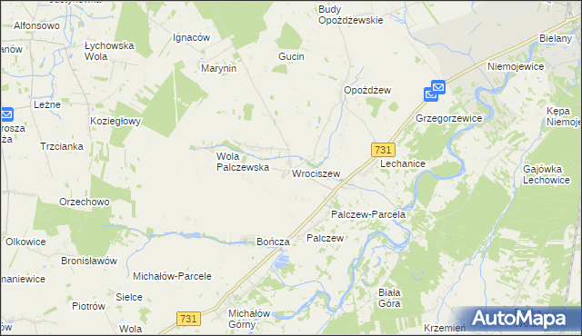 mapa Wrociszew, Wrociszew na mapie Targeo
