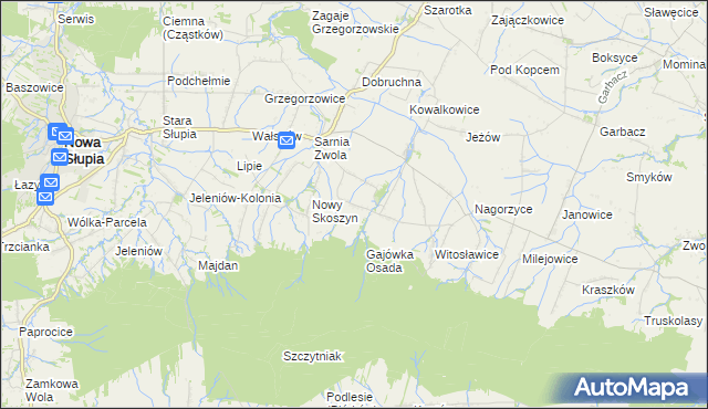 mapa Wronów gmina Waśniów, Wronów gmina Waśniów na mapie Targeo