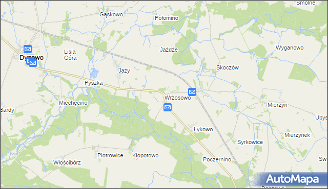 mapa Wrzosowo gmina Dygowo, Wrzosowo gmina Dygowo na mapie Targeo
