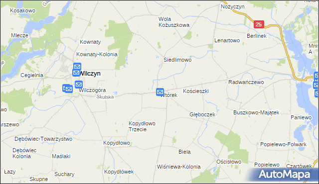 mapa Wtórek gmina Wilczyn, Wtórek gmina Wilczyn na mapie Targeo