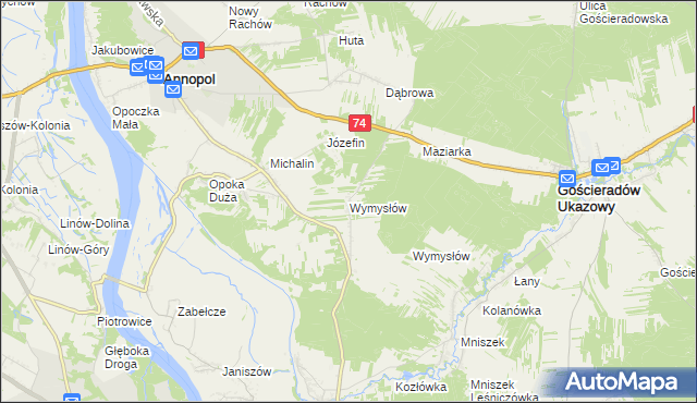 mapa Wymysłów gmina Annopol, Wymysłów gmina Annopol na mapie Targeo
