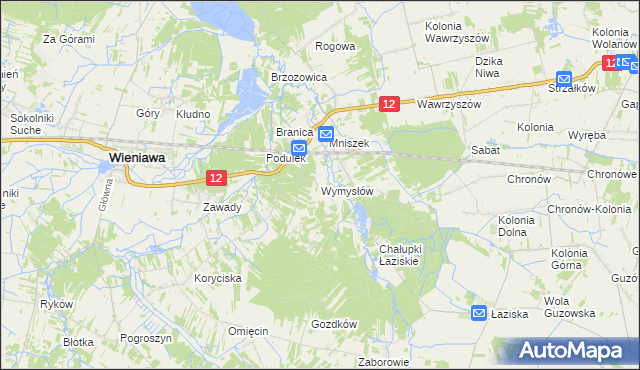 mapa Wymysłów gmina Wolanów, Wymysłów gmina Wolanów na mapie Targeo