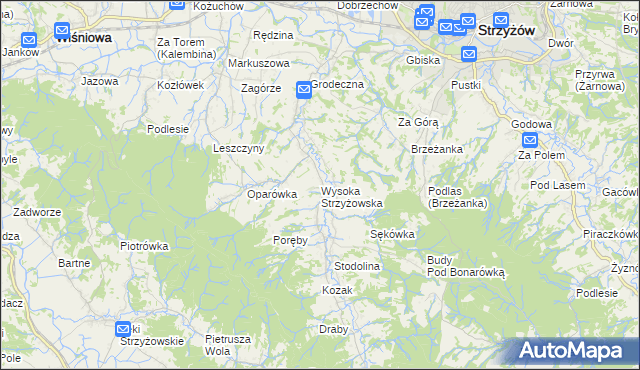 mapa Wysoka Strzyżowska, Wysoka Strzyżowska na mapie Targeo