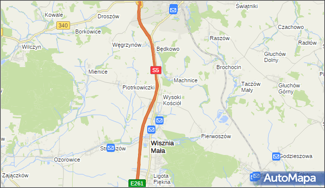 mapa Wysoki Kościół, Wysoki Kościół na mapie Targeo