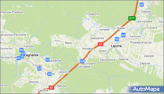 mapa Występa, Występa na mapie Targeo