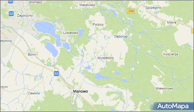 mapa Wyszebórz, Wyszebórz na mapie Targeo