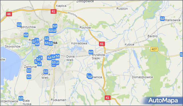 mapa Wyszków Śląski, Wyszków Śląski na mapie Targeo