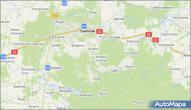 mapa Wywóz Kolonia, Wywóz Kolonia na mapie Targeo