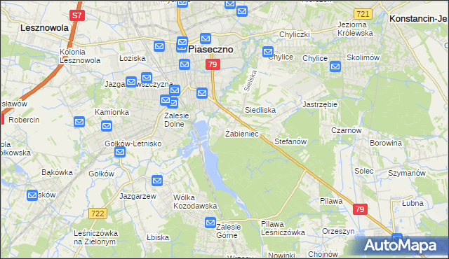 mapa Żabieniec gmina Piaseczno, Żabieniec gmina Piaseczno na mapie Targeo