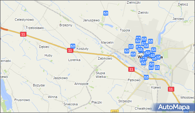 mapa Żabikowo, Żabikowo na mapie Targeo