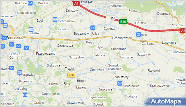 mapa Zabłocie gmina Biskupice, Zabłocie gmina Biskupice na mapie Targeo