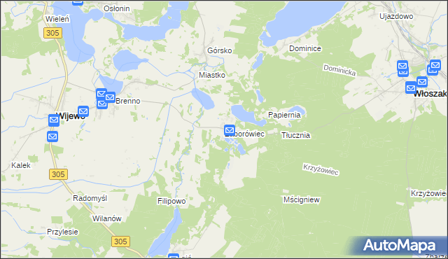 mapa Zaborówiec, Zaborówiec na mapie Targeo