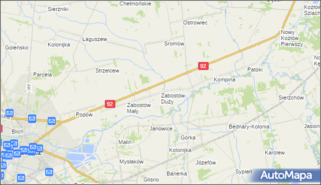 mapa Zabostów Duży, Zabostów Duży na mapie Targeo