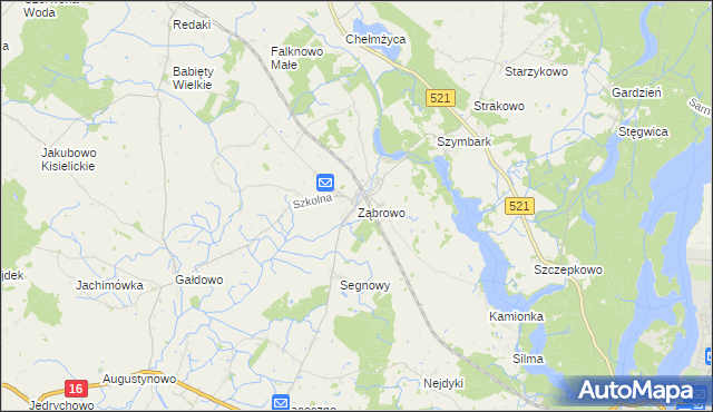 mapa Ząbrowo gmina Iława, Ząbrowo gmina Iława na mapie Targeo