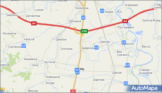mapa Zadąbrowie gmina Orły, Zadąbrowie gmina Orły na mapie Targeo