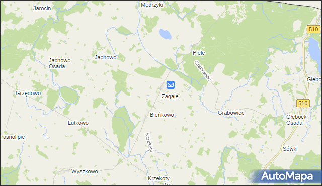 mapa Zagaje gmina Lelkowo, Zagaje gmina Lelkowo na mapie Targeo