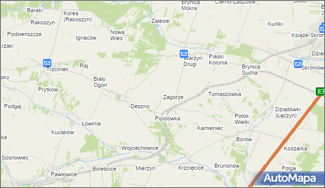 mapa Zagórze gmina Nagłowice, Zagórze gmina Nagłowice na mapie Targeo