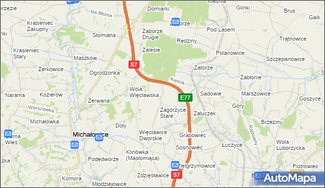 mapa Zagórzyce Dworskie, Zagórzyce Dworskie na mapie Targeo