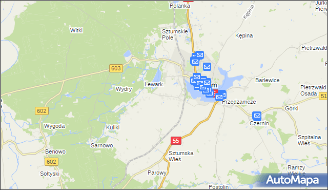mapa Zajezierze gmina Sztum, Zajezierze gmina Sztum na mapie Targeo