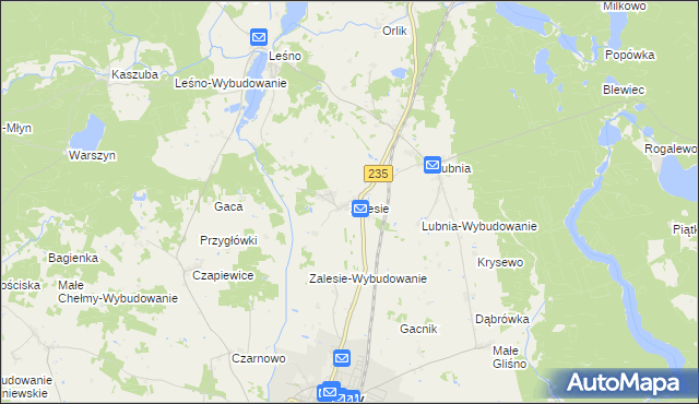 mapa Zalesie gmina Brusy, Zalesie gmina Brusy na mapie Targeo