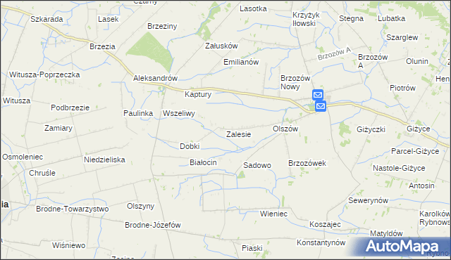 mapa Zalesie gmina Iłów, Zalesie gmina Iłów na mapie Targeo