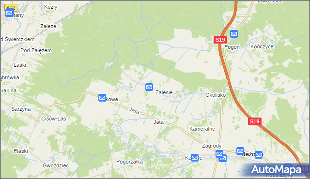 mapa Zalesie gmina Jeżowe, Zalesie gmina Jeżowe na mapie Targeo