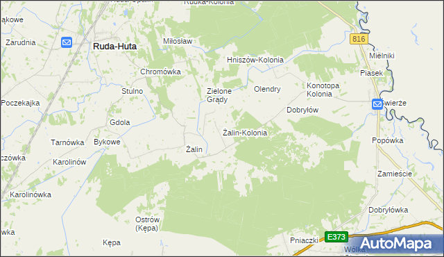 mapa Żalin-Kolonia, Żalin-Kolonia na mapie Targeo