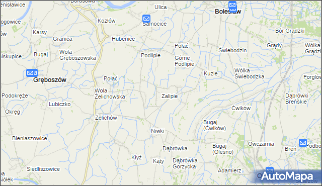 mapa Zalipie gmina Olesno, Zalipie gmina Olesno na mapie Targeo