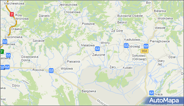 mapa Załuczne, Załuczne na mapie Targeo