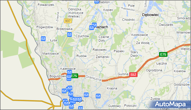 mapa Zamarski, Zamarski na mapie Targeo