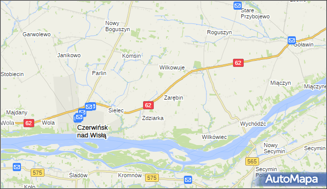 mapa Zarębin, Zarębin na mapie Targeo