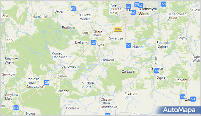 mapa Żarówka gmina Radomyśl Wielki, Żarówka gmina Radomyśl Wielki na mapie Targeo