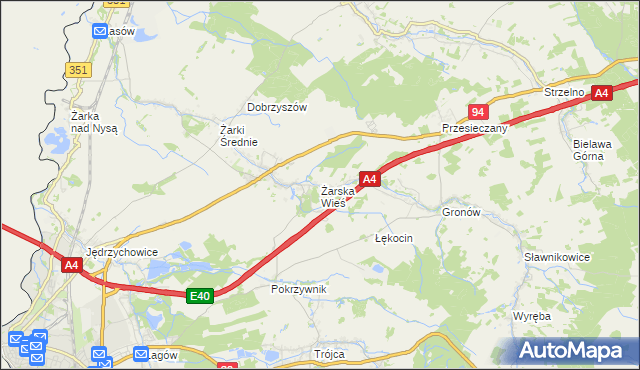 mapa Żarska Wieś, Żarska Wieś na mapie Targeo