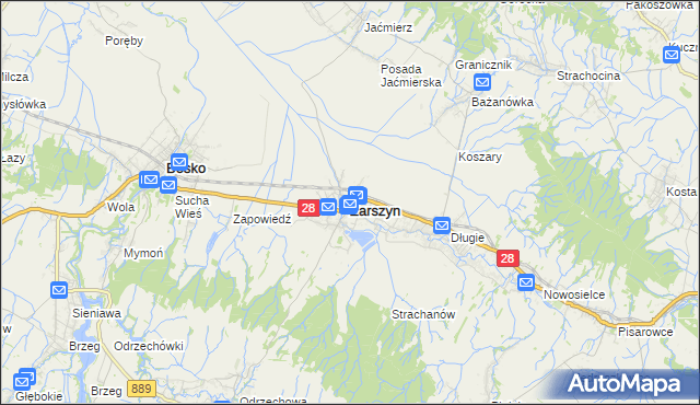 mapa Zarszyn, Zarszyn na mapie Targeo