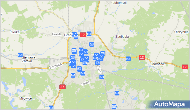 mapa Żary, Żary na mapie Targeo