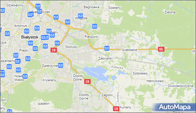 mapa Zaścianki gmina Supraśl, Zaścianki gmina Supraśl na mapie Targeo