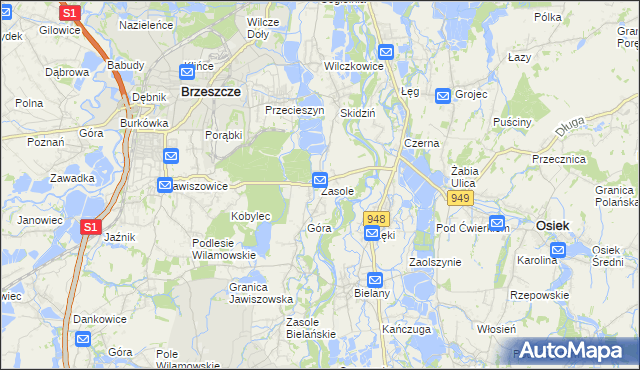 mapa Zasole, Zasole na mapie Targeo