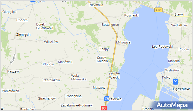 mapa Zaspy Kolonia, Zaspy Kolonia na mapie Targeo
