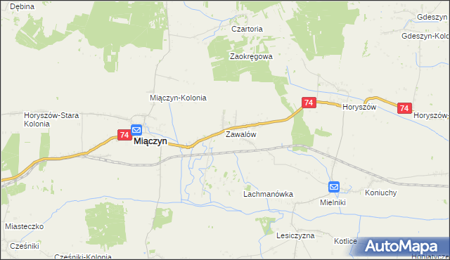 mapa Zawalów, Zawalów na mapie Targeo